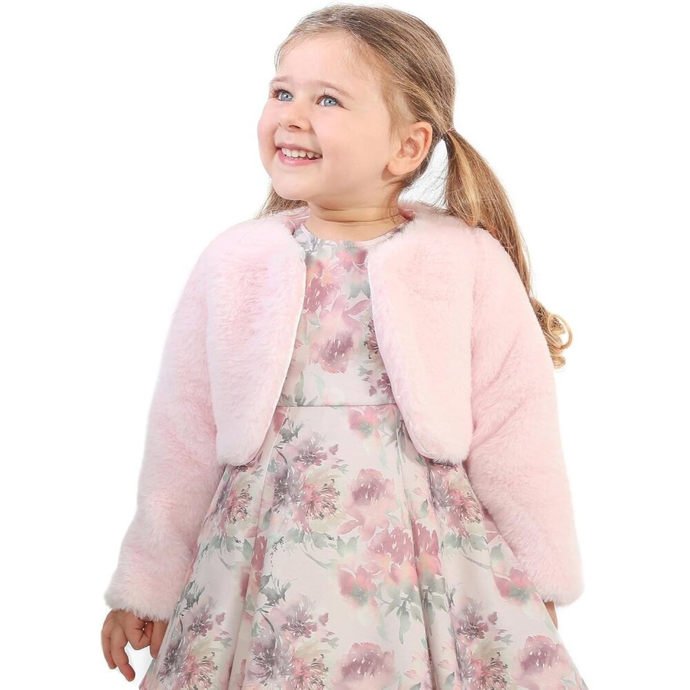 Girls Size 9 Cozy Faux Fur Winter Dress Coat - Elegant Pink Classic Style